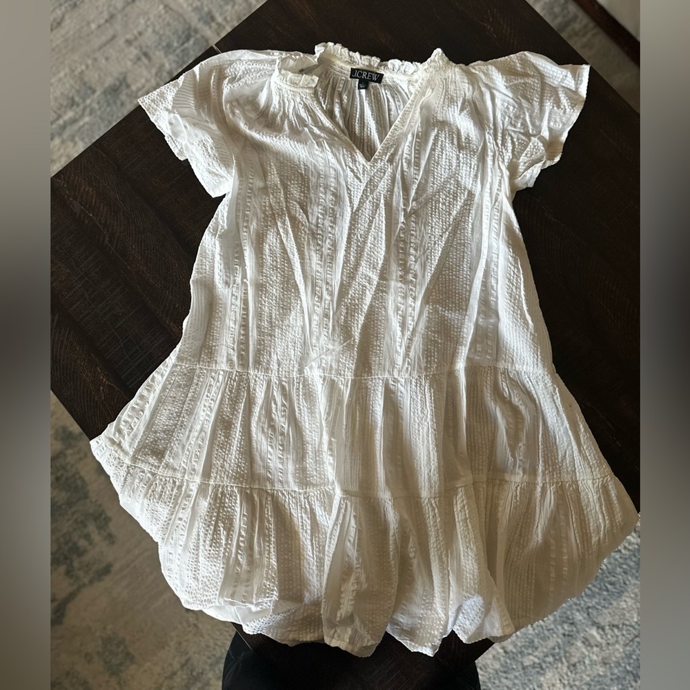 J. Crew Cream Textured Babydoll Dress